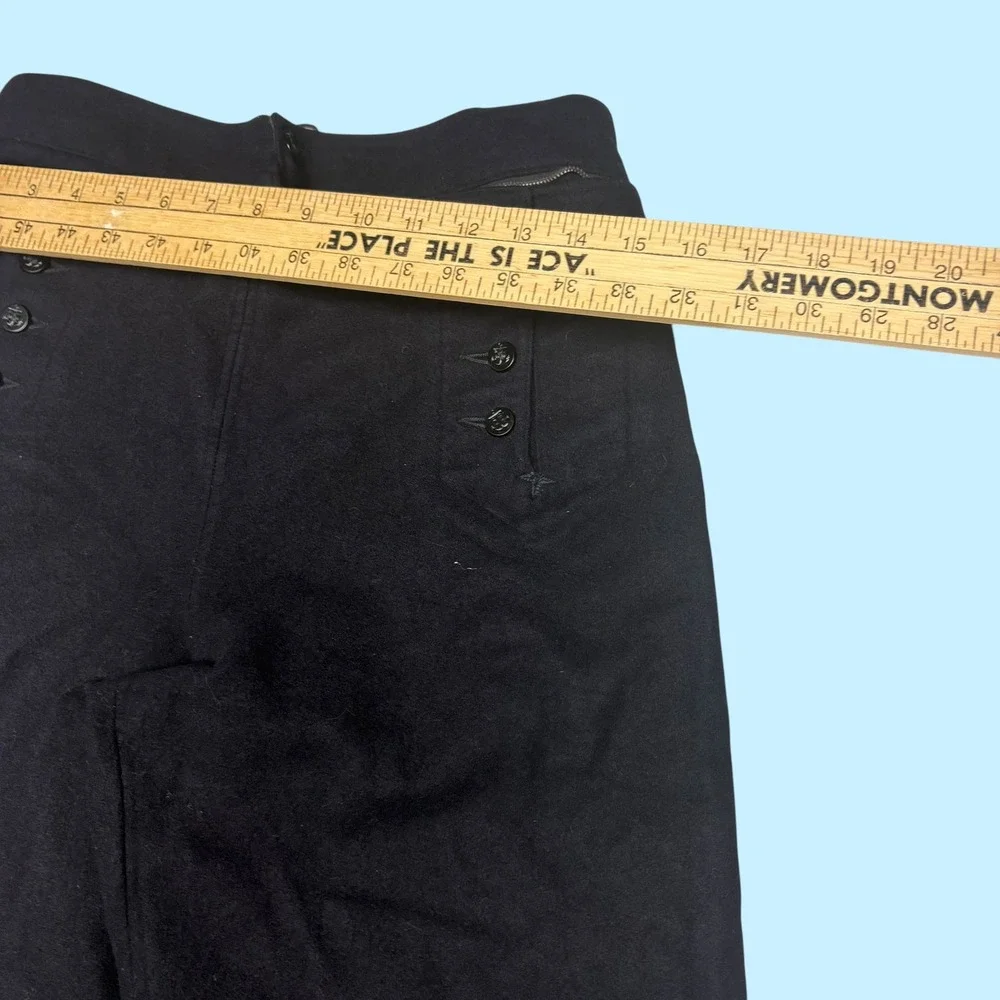 Vintage Naval Clothing Factory Black Wool Sailor Pants Lace Up Back 29x30